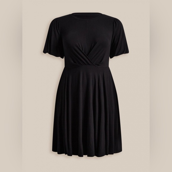 Torrid BLACK Mini Rib Knit Drape Front Skater Dress size 1XL - Picture 5 of 14